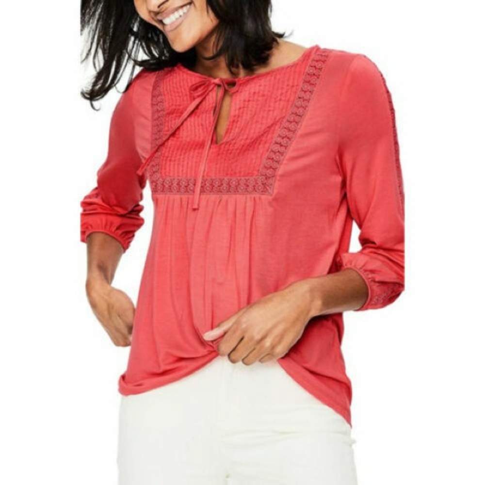 Boden peasant top size 6 coral